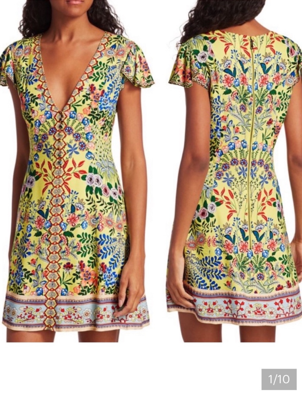 Alice + Olivia Yellow Floral Mini Dress